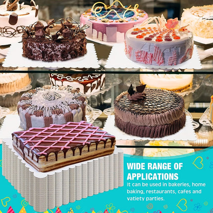Corrugated Cake Base Cardboard Rectangle Wavy Edge Bakery Pastry Display Tray