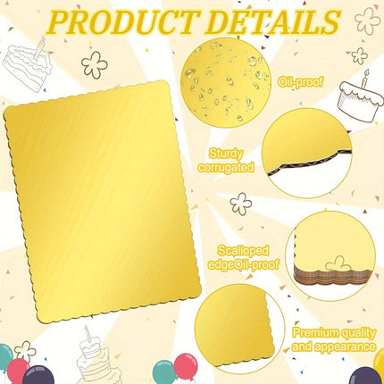 Corrugated Cake Base Cardboard Rectangle Wavy Edge Bakery Pastry Display Tray