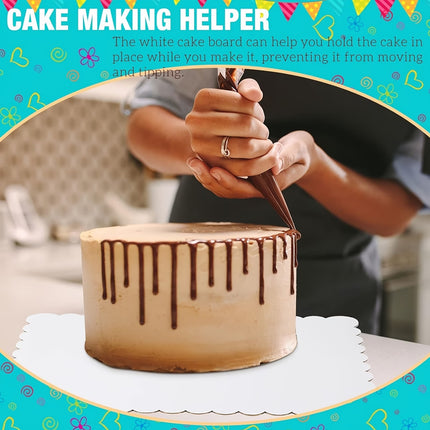 Corrugated Cake Base Cardboard Rectangle Wavy Edge Bakery Pastry Display Tray