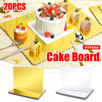 Corrugated Cake Base Cardboard Rectangle Wavy Edge Bakery Pastry Display Tray