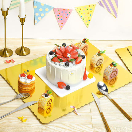 Corrugated Cake Base Cardboard Rectangle Wavy Edge Bakery Pastry Display Tray