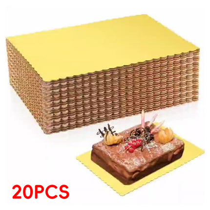 Corrugated Cake Base Cardboard Rectangle Wavy Edge Bakery Pastry Display Tray