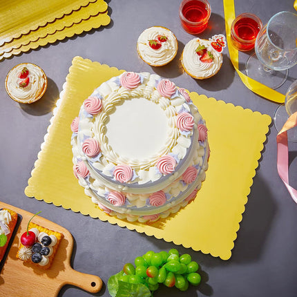 Corrugated Cake Base Cardboard Rectangle Wavy Edge Bakery Pastry Display Tray