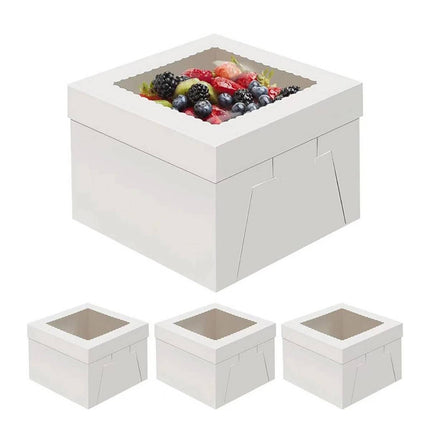 10 Pcs Large Window Cake Box Cardboard Square Bakery Dessert Display Container