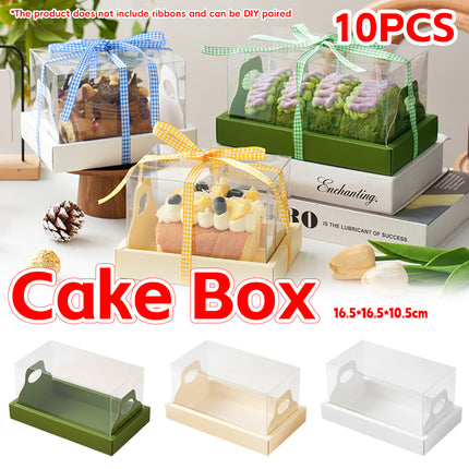 10Pcs Clear Cake Box With Insert Tray For Bakery Cupcake Pastry Display Party