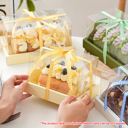 10Pcs Clear Cake Box With Insert Tray For Bakery Cupcake Pastry Display Party