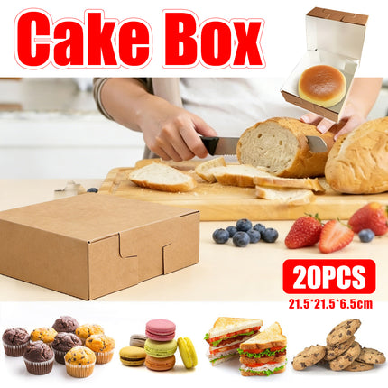 20Pcs Kraft Paper Takeaway Boxes Disposable Catering Takeout Containers