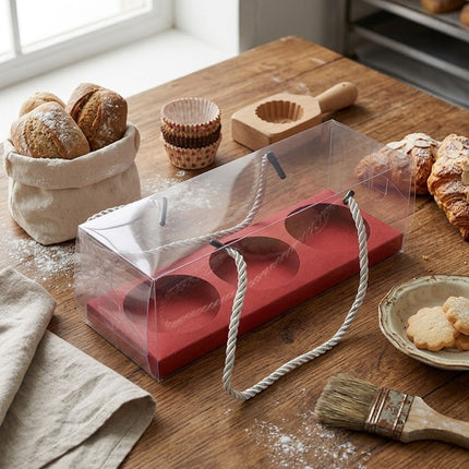 Clear Pastry Gift Boxes 3 Cavity 20 Pack Colour Options