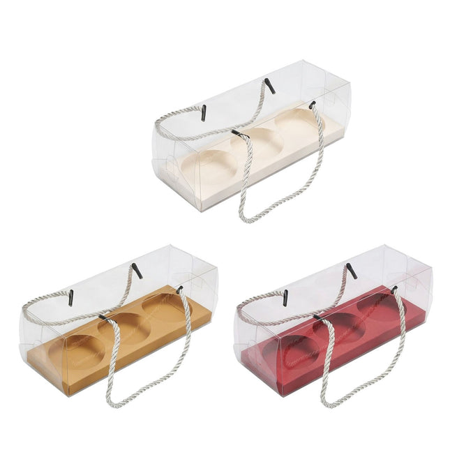 Clear Pastry Gift Boxes 3 Cavity 20 Pack Colour Options