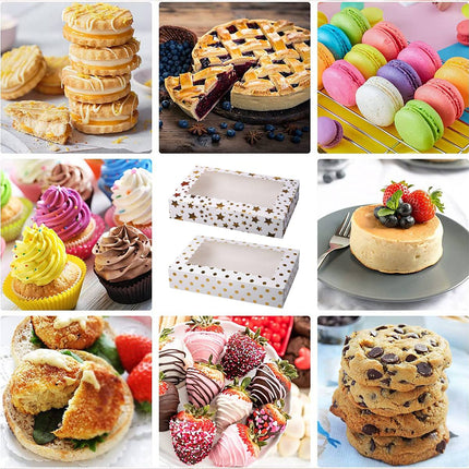 10 Pcs Window Cake Box Gold Star Kraft Cardboard Bakery Party Dessert Gift Box