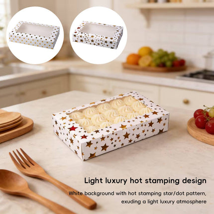 10 Pcs Window Cake Box Gold Star Kraft Cardboard Bakery Party Dessert Gift Box