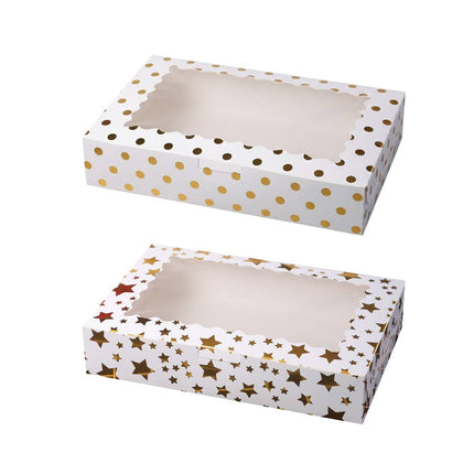 10 Pcs Window Cake Box Gold Star Kraft Cardboard Bakery Party Dessert Gift Box