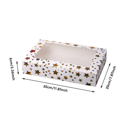 10 Pcs Window Cake Box Gold Star Kraft Cardboard Bakery Party Dessert Gift Box