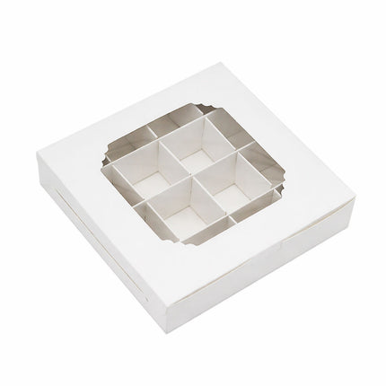 White Window Dessert Boxes 50 Pack 15x15x3.5cm Insert Tray