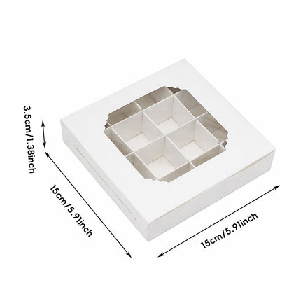 White Window Dessert Boxes 50 Pack 15x15x3.5cm Insert Tray