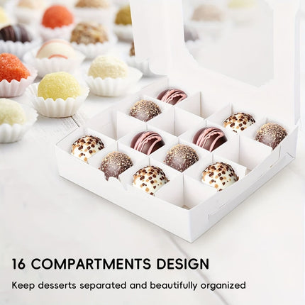 White Window Dessert Boxes 50 Pack 15x15x3.5cm Insert Tray