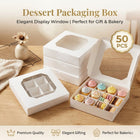 White Window Dessert Boxes 50 Pack 15x15x3.5cm Insert Tray