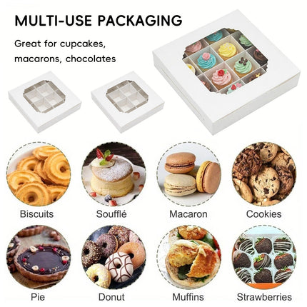 White Window Dessert Boxes 50 Pack 15x15x3.5cm Insert Tray