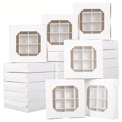 White Window Dessert Boxes 50 Pack 15x15x3.5cm Insert Tray
