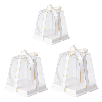 Clear Cake Gift Boxes with Ribbon 10 Pack 3 Sizes
