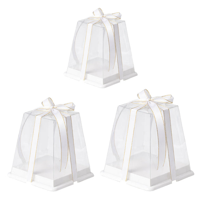 Clear Cake Gift Boxes with Ribbon 10 Pack 3 Sizes