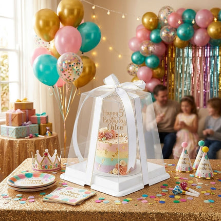 Clear Cake Gift Boxes with Ribbon 10 Pack 3 Sizes