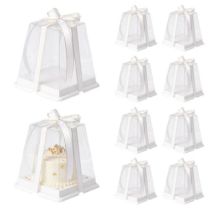 Clear Cake Gift Boxes with Ribbon 10 Pack 3 Sizes