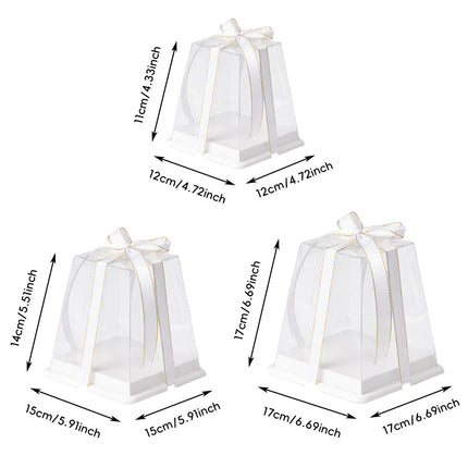 Clear Cake Gift Boxes with Ribbon 10 Pack 3 Sizes