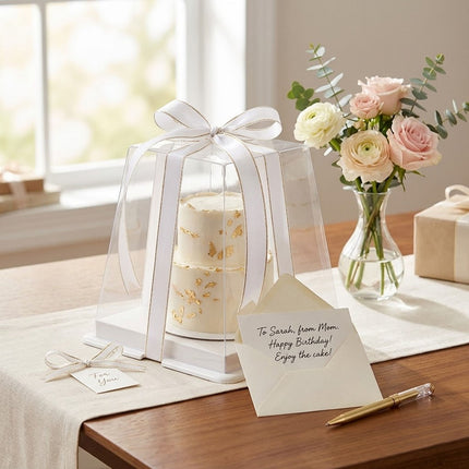 Clear Cake Gift Boxes with Ribbon 10 Pack 3 Sizes