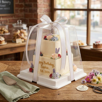 Clear Cake Gift Boxes with Ribbon 10 Pack 3 Sizes