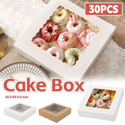 30Pcs Window Cupcake Dessert Packaging Box Kraft Bakery Treat Box Easy Assemble