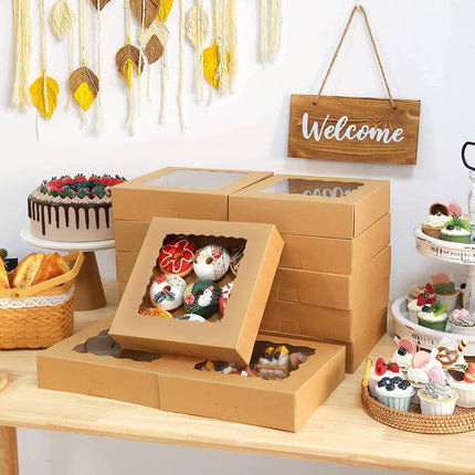30Pcs Window Cupcake Dessert Packaging Box Kraft Bakery Treat Box Easy Assemble