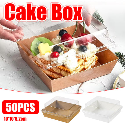 50Pcs Cake Sandwich Takeaway Box Bakery Packaging Outdoor Party Picnic Boxes