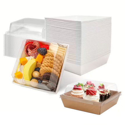 50Pcs Cake Sandwich Takeaway Box Bakery Packaging Outdoor Party Picnic Boxes