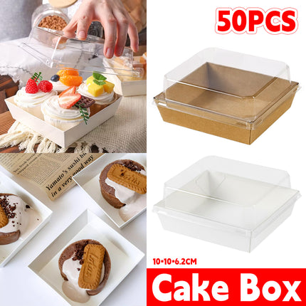 50Pcs Cake Sandwich Takeaway Box Bakery Packaging Outdoor Party Picnic Boxes