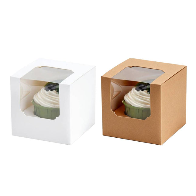 50Pcs Transparent Window Cupcake Packaging Box Bakery To Go Treat Party Dessert