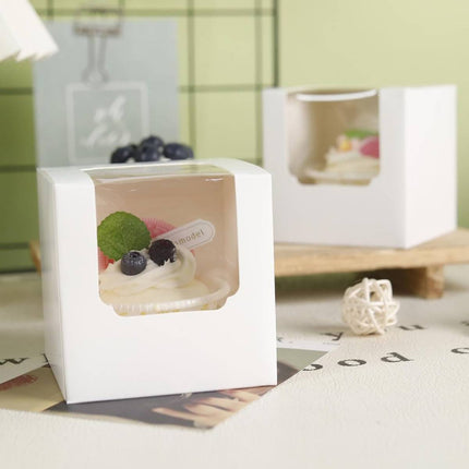50Pcs Transparent Window Cupcake Packaging Box Bakery To Go Treat Party Dessert