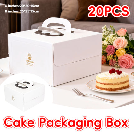 20PCS Cake Packaging Boxes 6/8in White for Birthday Party Bakery Packaging Use