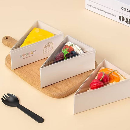 50 Pcs Triangular Cake Slice Box Cardboard Dessert Takeaway Pastry Container