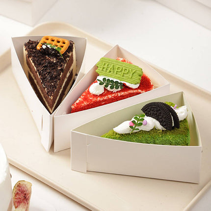 50 Pcs Triangular Cake Slice Box Cardboard Dessert Takeaway Pastry Container