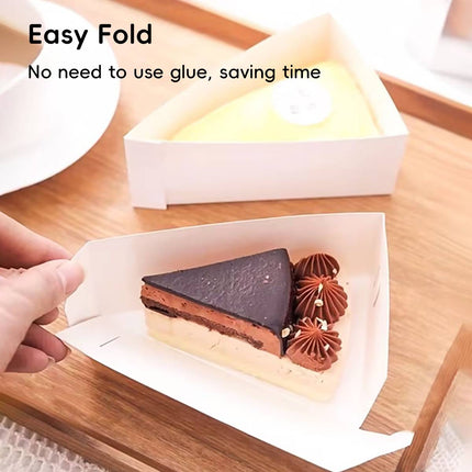 50 Pcs Triangular Cake Slice Box Cardboard Dessert Takeaway Pastry Container