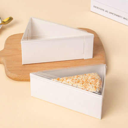 50 Pcs Triangular Cake Slice Box Cardboard Dessert Takeaway Pastry Container