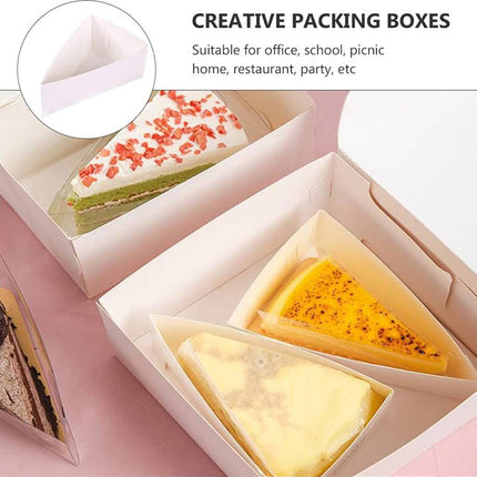 50 Pcs Triangular Cake Slice Box Cardboard Dessert Takeaway Pastry Container