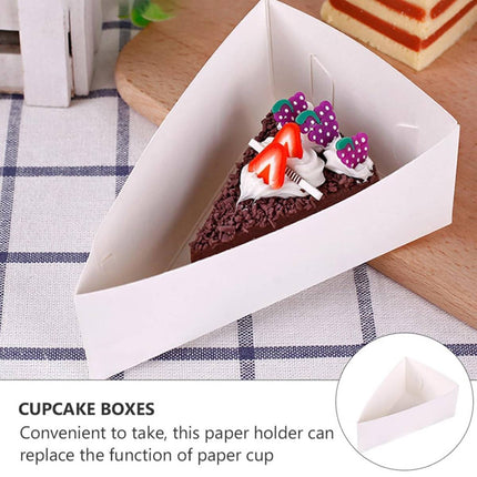 50 Pcs Triangular Cake Slice Box Cardboard Dessert Takeaway Pastry Container