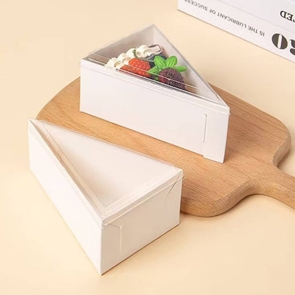 50 Pcs Triangular Cake Slice Box Cardboard Dessert Takeaway Pastry Container