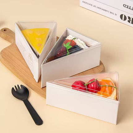 50 Pcs Triangular Cake Slice Box Cardboard Dessert Takeaway Pastry Container