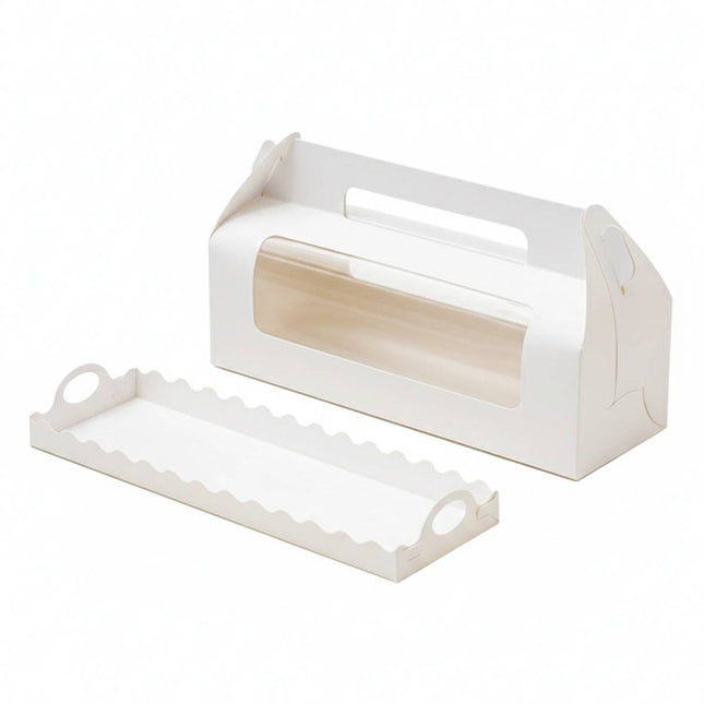 20Pcs Window Cake Roll Packaging Box with Handle Bakery Takeaway Party Dessert