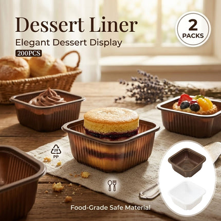 Square PP Moon Cake Dessert Liners 200pcs 2 Packs