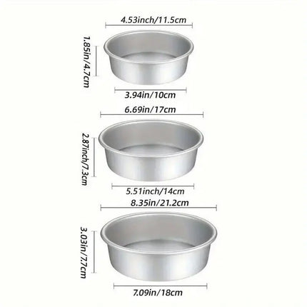 3pcs Round Cake Mould Set Nonstick Baking Tools for Home Kitchen Bakeware