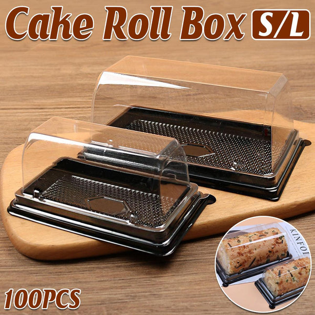 100pcs Transparent Long Arch Cake Box Baking Bread Omelet Packaging Container